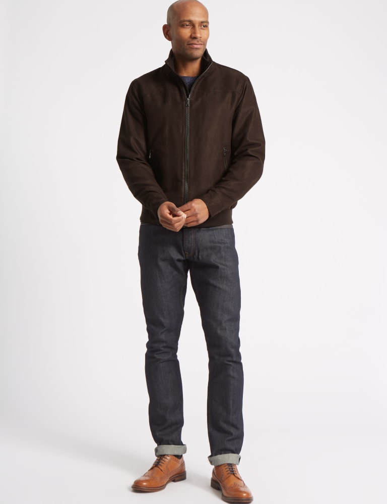 Faux Suede Bomber Jacket M S Collection M S