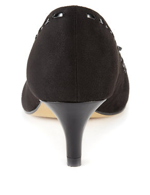 Faux Suede Bow Wide Fit Court Shoes with Insolia® Image 2 of 4