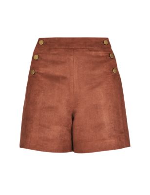 Faux Suede Button Shorts Image 2 of 4