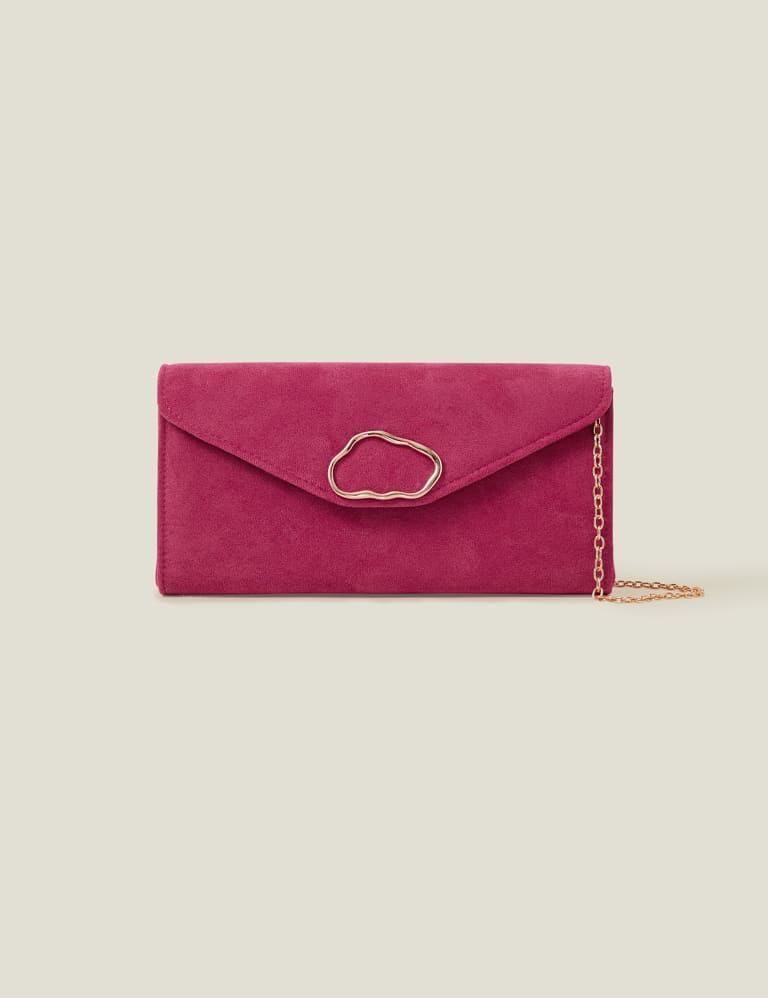 Red faux suede clutch bag hot sale
