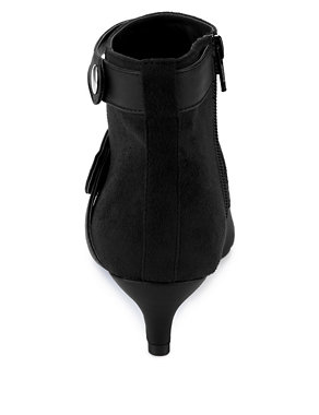 Faux Suede Double Strap Button Ankle Boots with Insolia® Image 2 of 5