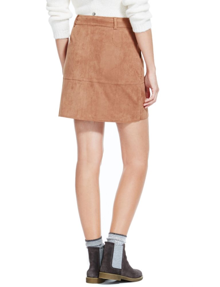 Faux Suede Seam A-Line Mini Skirt 3 of 3