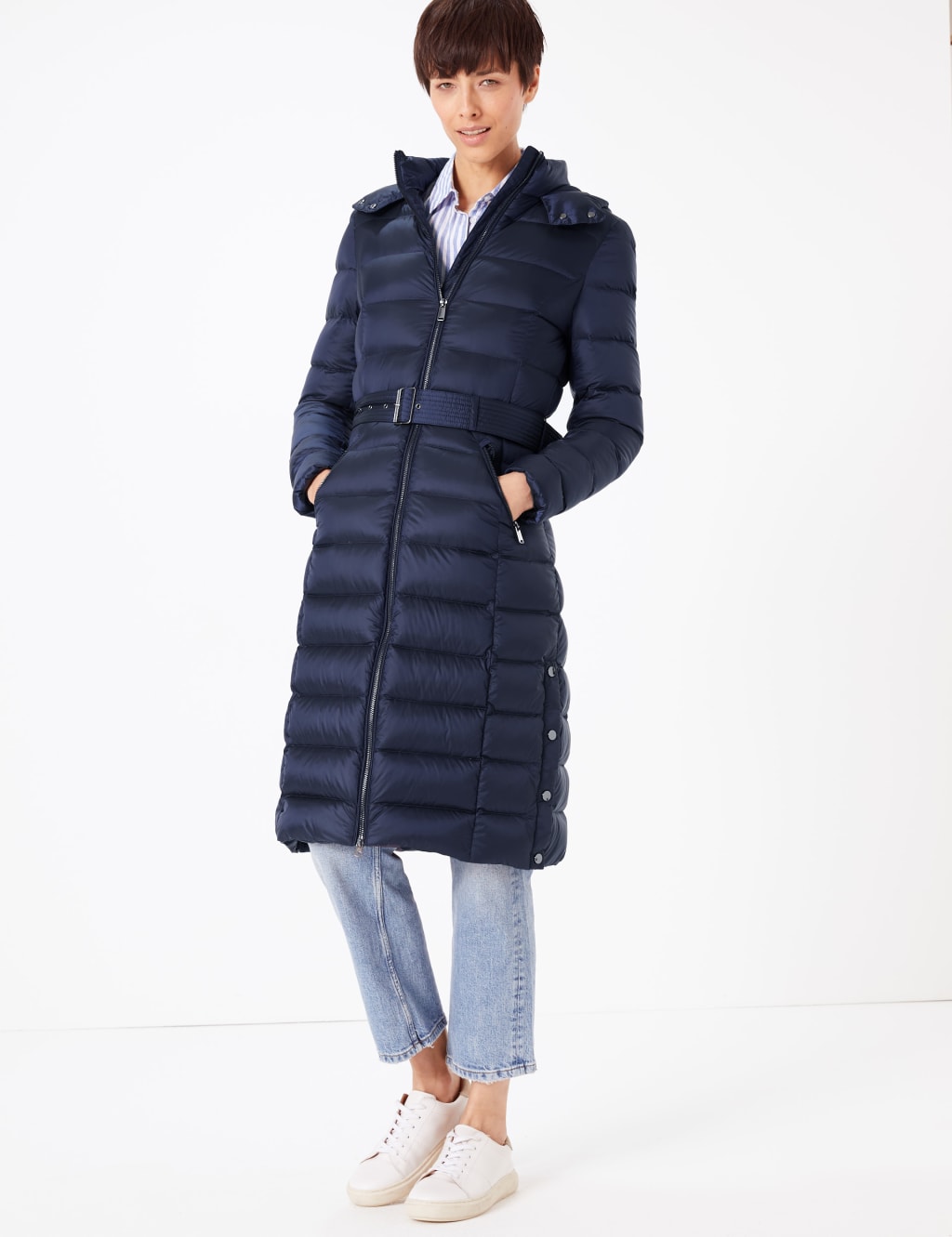 Feather & Down Belted Coat M&S Collection M&S