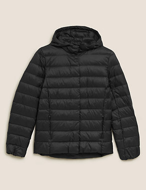 Feather & Down Hooded Short Puffer Jacket Image 2 of 7