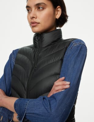 feather & down quilted longline gilet