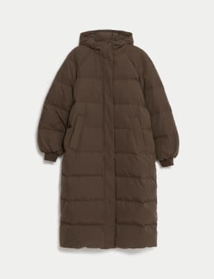Feather u0026 Down Padded Hooded Longline Coat | Per Una | Mu0026S