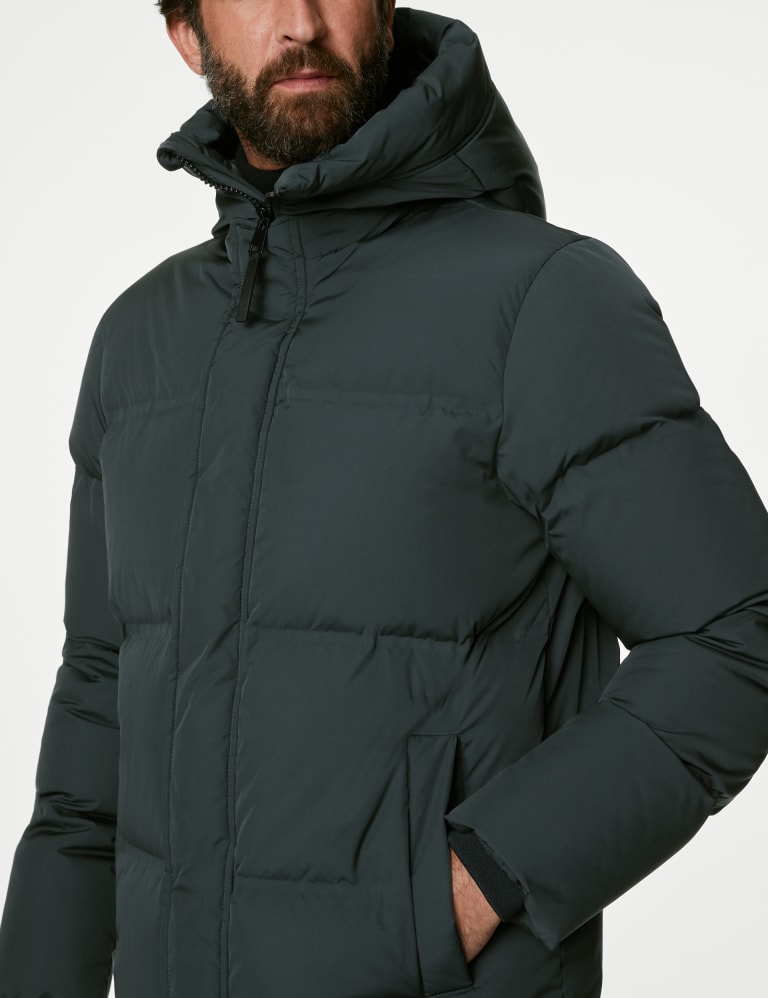 Feather Down Padded Hooded Puffer Jacket with Stormwear M S