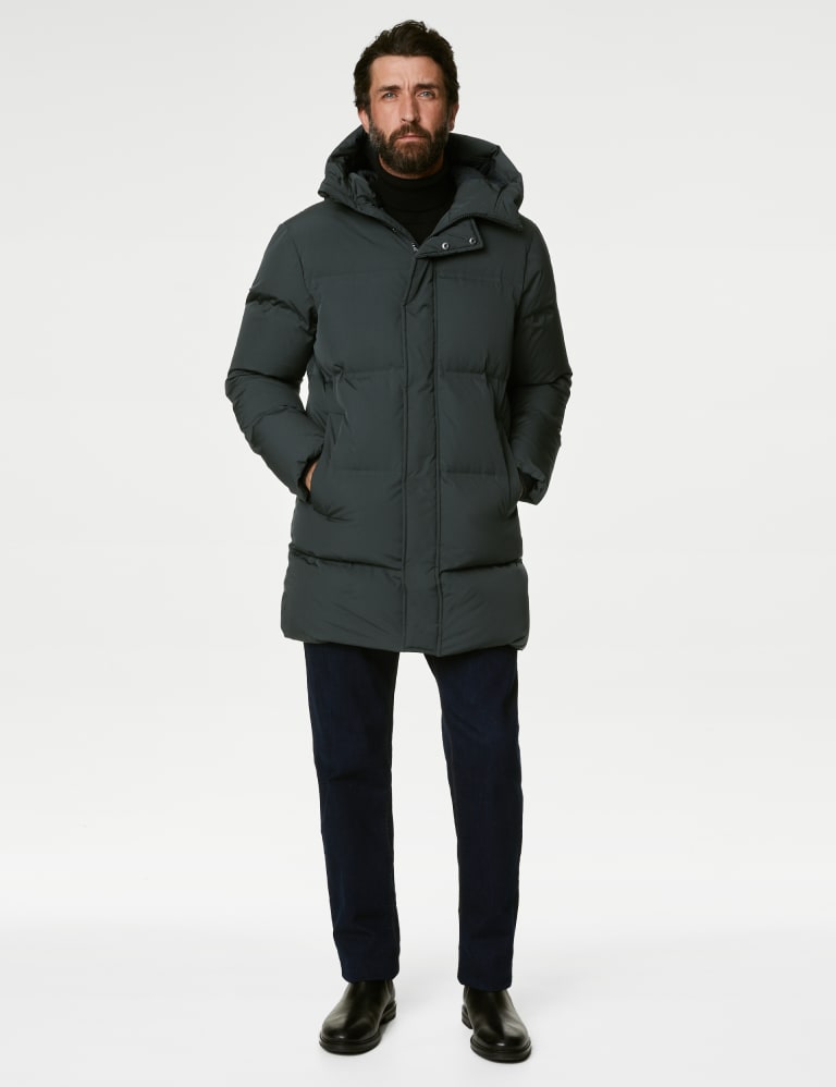 Feather Down Padded Hooded Puffer Jacket with Stormwear M S