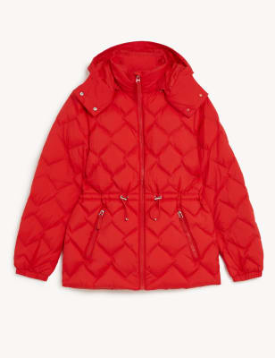 Ruched Hem Quilted Puffer Jacket