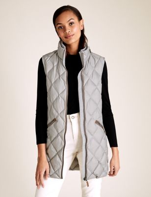 Feather u0026 Down Quilted Longline Gilet | Mu0026S Collection | Mu0026S