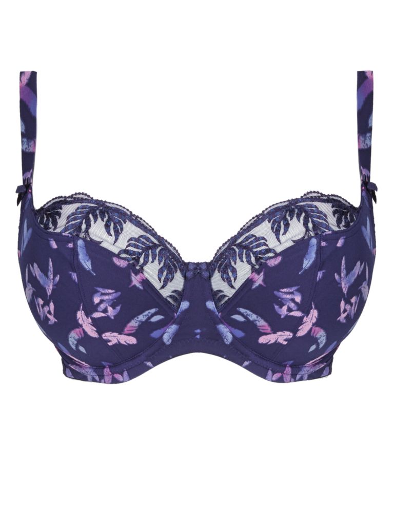 Feather Print Non-Padded Underwired Balcony DD-G Bra 2 of 4