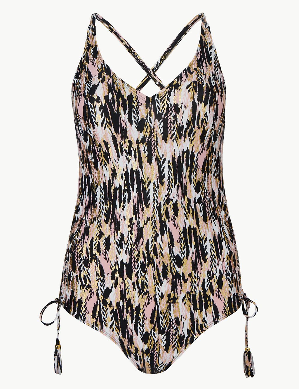 Feather Print Plunge Swimsuit 1 of 4
