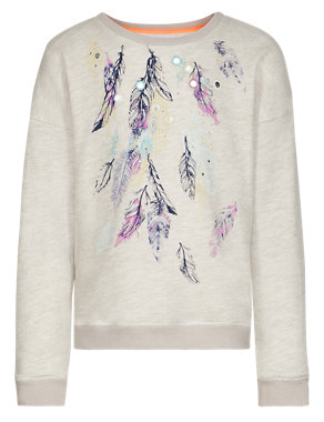 Feather Print Sweat Top Image 2 of 6