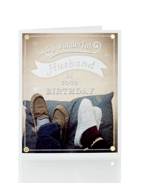 Feet Up Slippers Husband Birthday Card Image 1 of 2