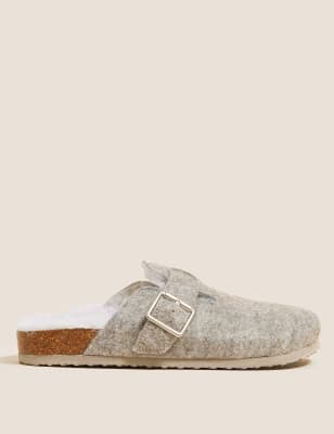 Felt Buckle Clog Mule Slippers M S Collection M S