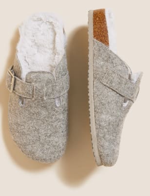 Felt Buckle Clog Mule Slippers M S Collection M S