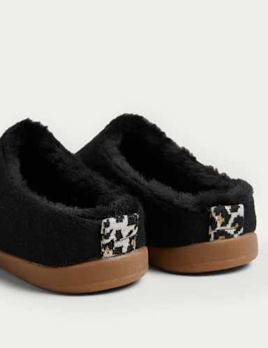 Felt Faux Fur Lined Mule Slippers 3 of 3