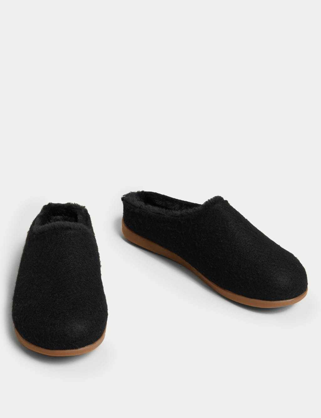 Felt Faux Fur Lined Mule Slippers 1 of 3
