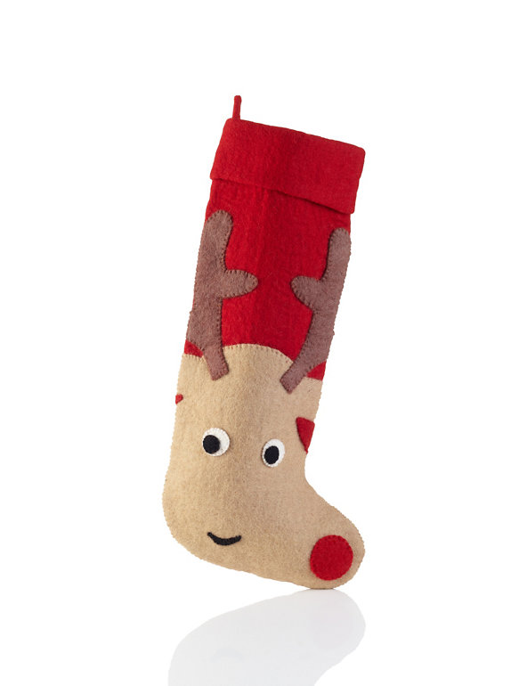 Felt Reindeer Christmas Stocking Image 1 of 2