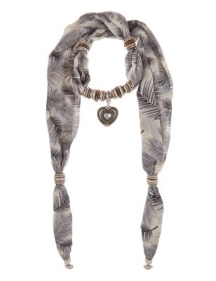 Fern Shadow Print Scarf Necklace Image 1 of 1