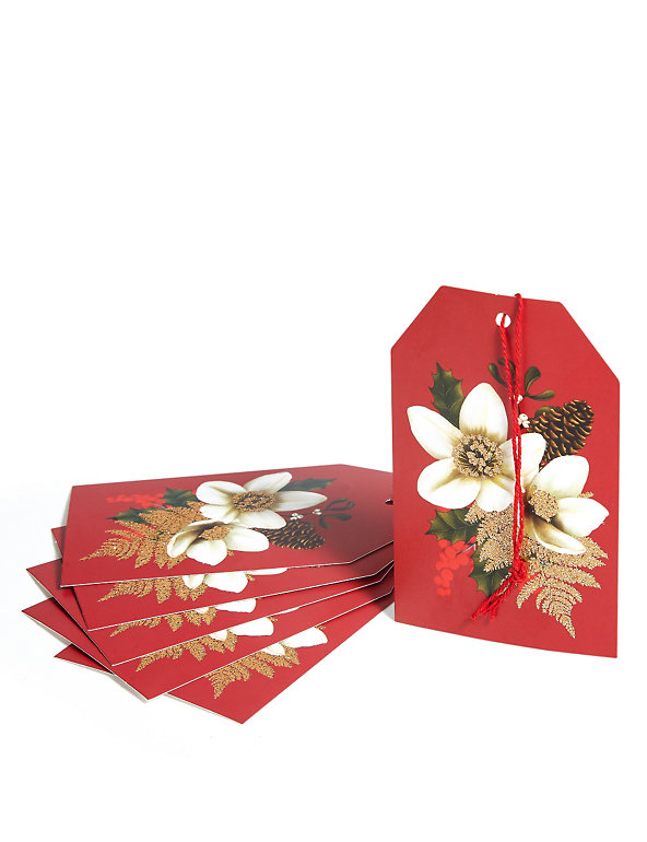 Festive Opulence 6 Floral Glitter Gift Tags Image 1 of 2