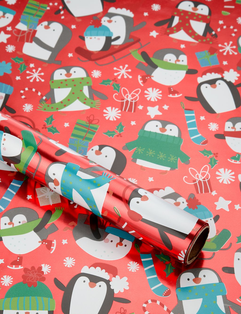 Festive Penguins Christmas Wrapping Paper 1 of 2