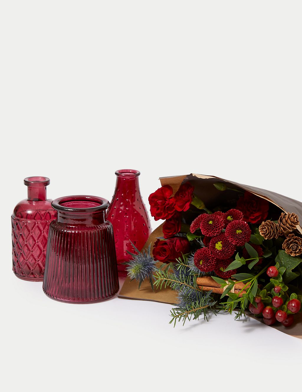 Festive Posies in Scarlet Bud Vases 4 of 7
