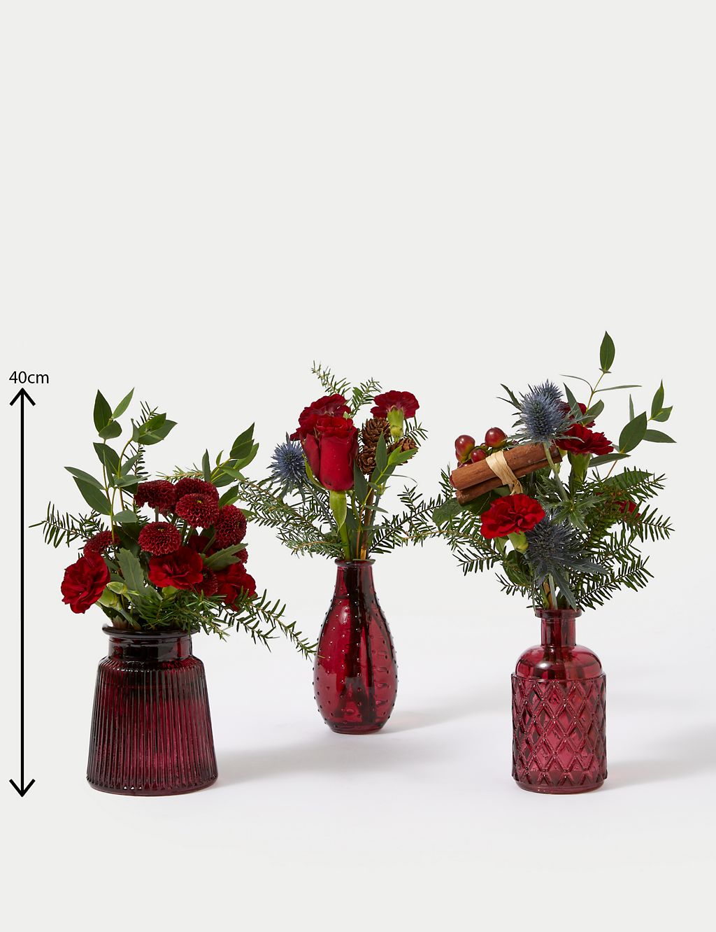 Festive Posies in Scarlet Bud Vases 5 of 7