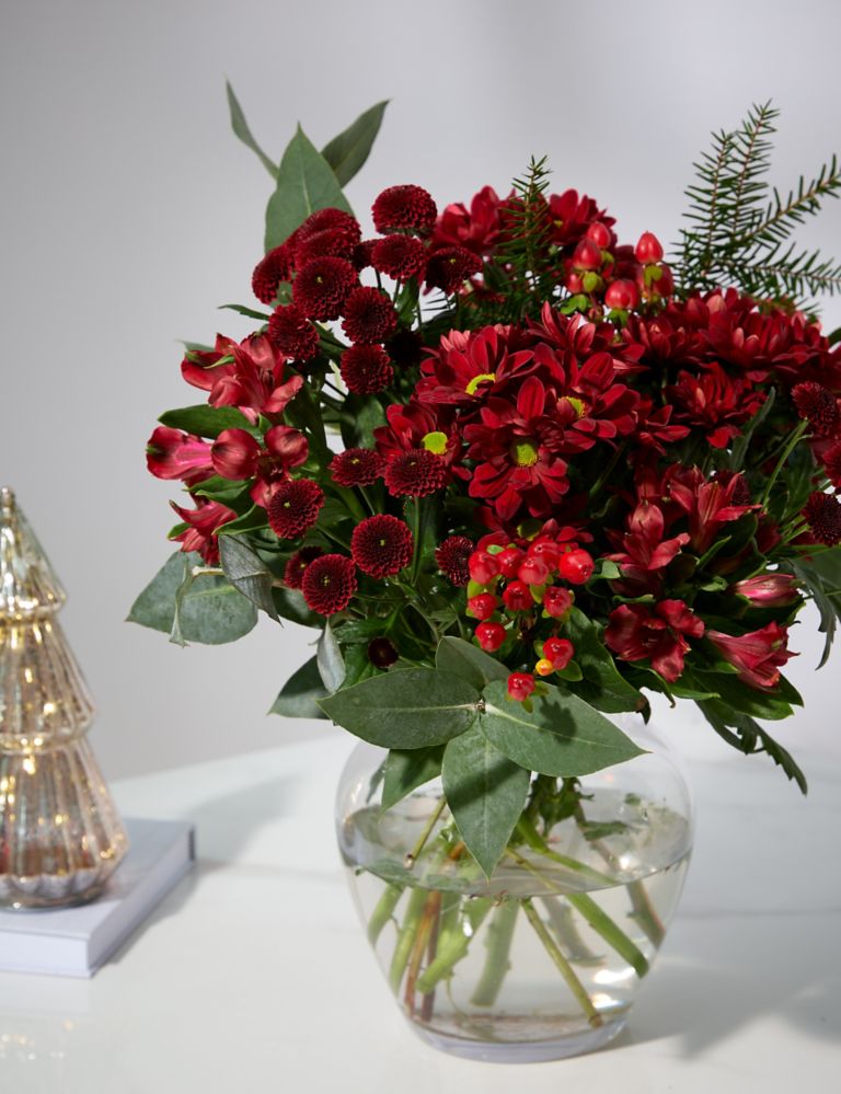Festive Red Chrysanthemum & Alstroemeria Bouquet 1 of 5