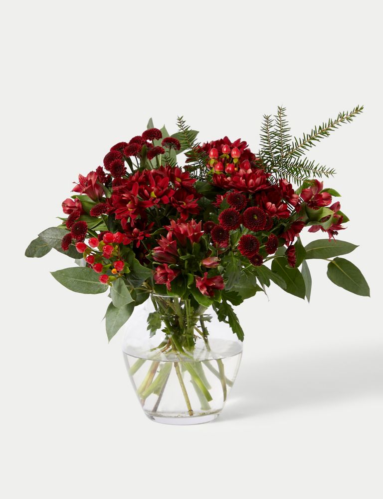 Festive Red Chrysanthemum & Alstroemeria Bouquet 3 of 5