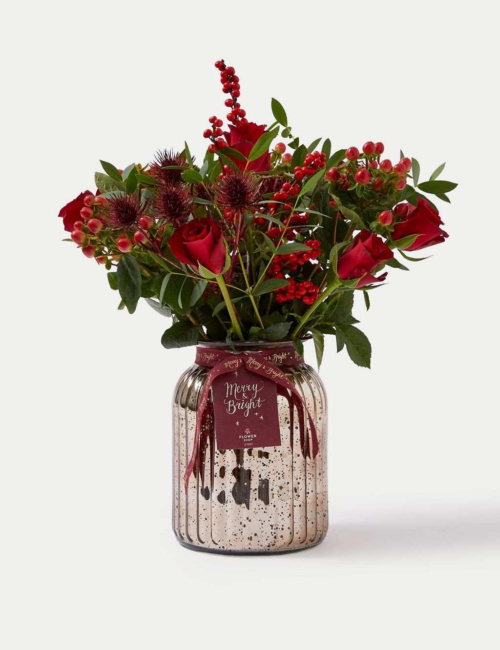Festive Red Rose Bouquet in Vase 2 of 5