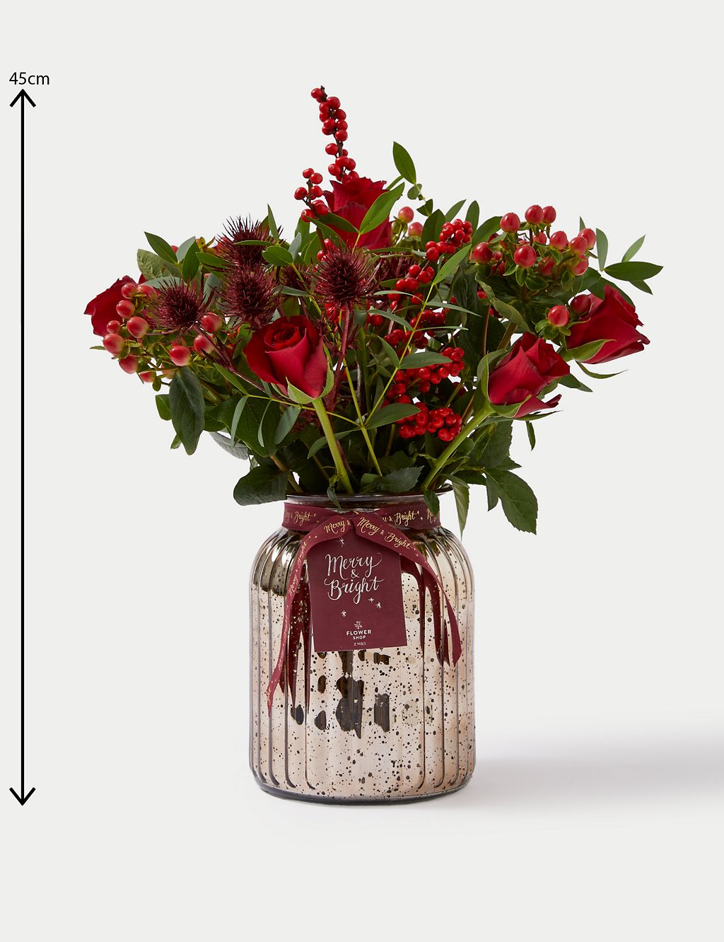 Festive Red Rose Bouquet in Vase 5 of 5