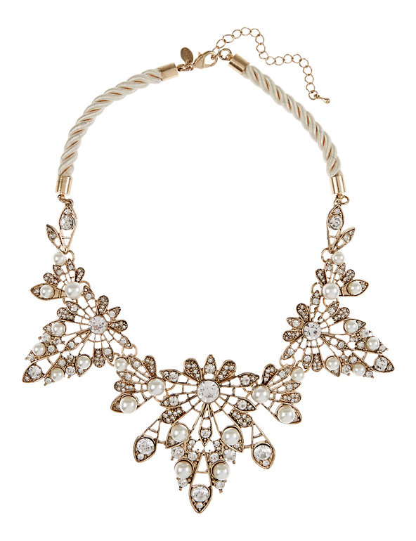 Filigree Pearl Effect Collar Necklace Image 1 of 1