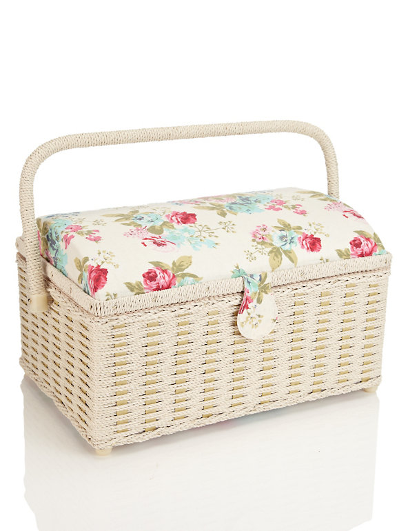 Filled Fabric Sewing Basket Image 1 of 2