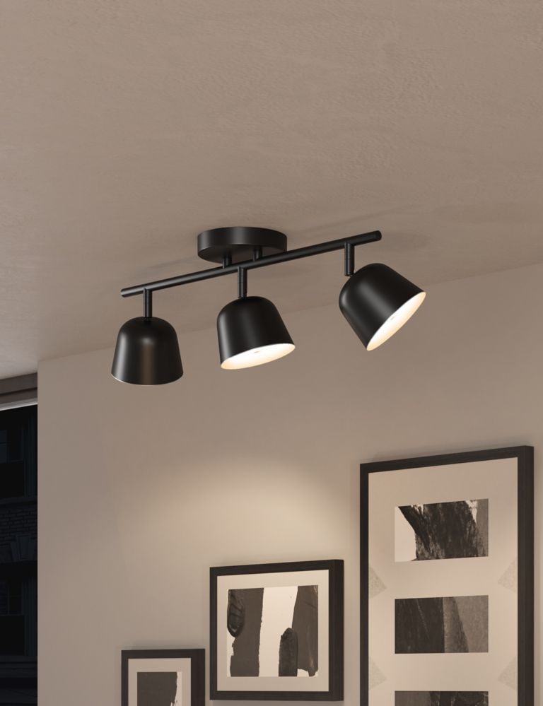 Bjorn - Scandi LED Flush Ceiling Light - Smoked Glass & Black - Lightbox