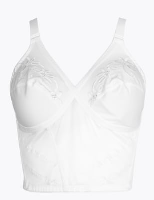 Firm Control Floral Embroidered Traditional Longline Bra B-DD, M&S  Collection