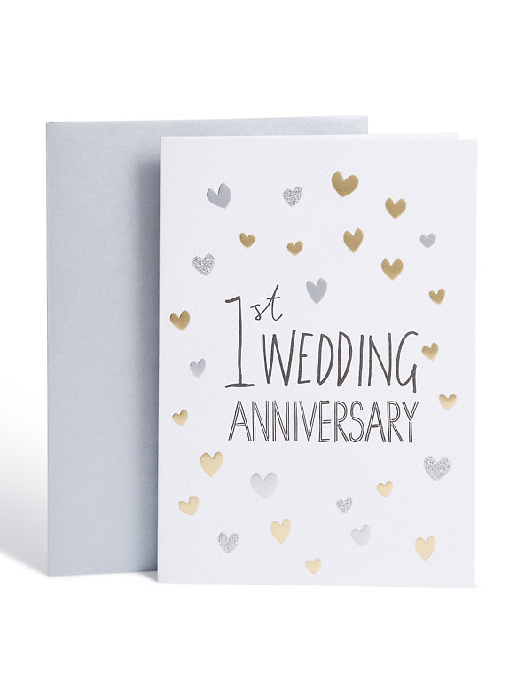 First Anniversary Hearts Card Image 1 of 2