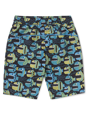 Fish Teeth Print Adjustable Waist Swim Shorts (1-7 Years) Image 2 of 3