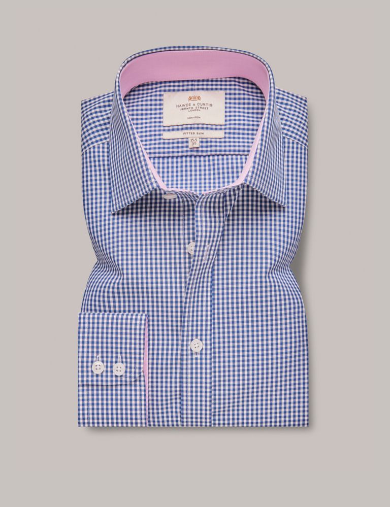 Fitted Slim Non Iron Pure Cotton Check Shirt 1 of 3