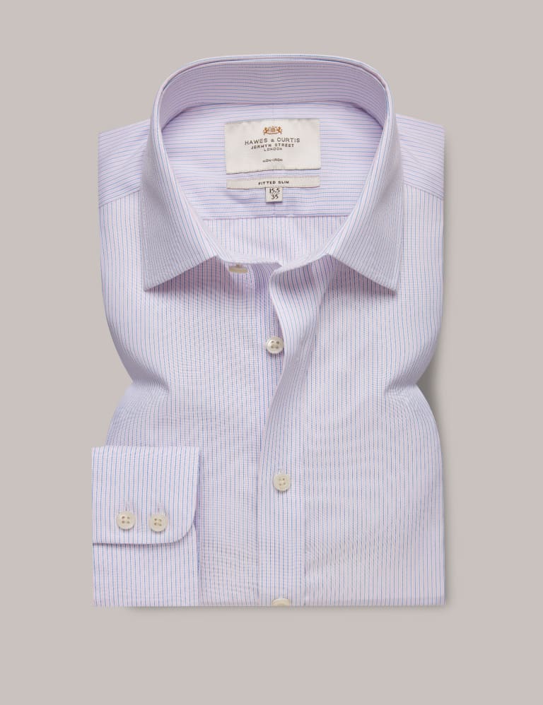 Fitted Slim Non Iron Pure Cotton Striped Shirt 1 of 3