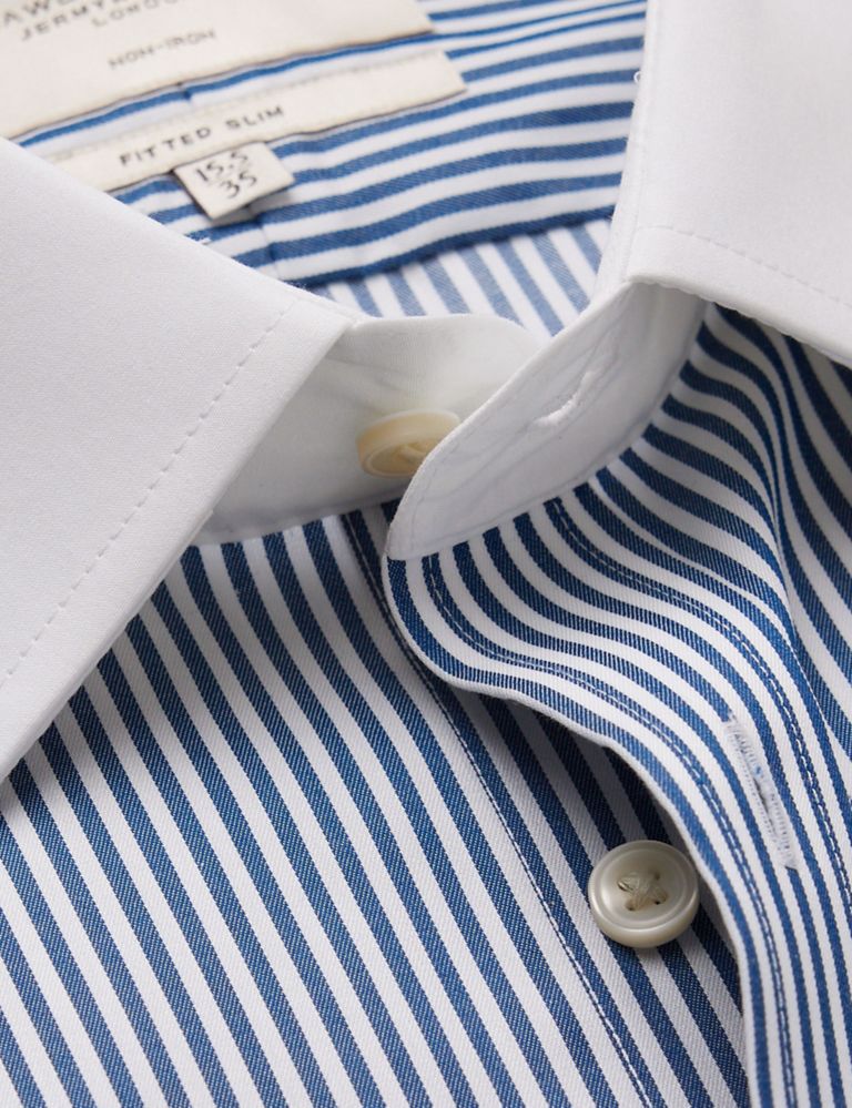 Fitted Slim Non Iron Pure Cotton Striped Shirt 3 of 3