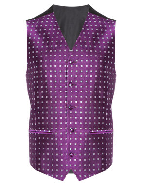 Five Button Square Print Wedding Waistcoat Image 2 of 4