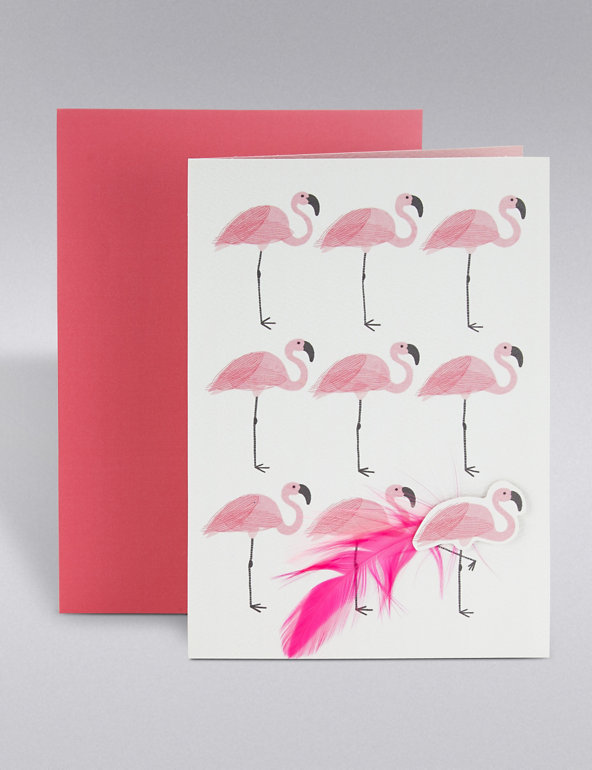 Flamingo Feathers Card Image 1 of 1