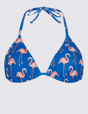 Flamingo Print Triangle Bikini Top M S Collection M S