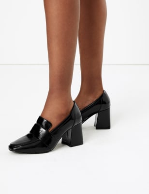 Flared Block Heel Loafers | M\u0026S 