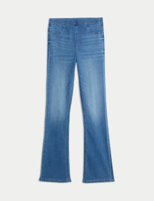 Patch Pocket Flare High Waisted Jeans