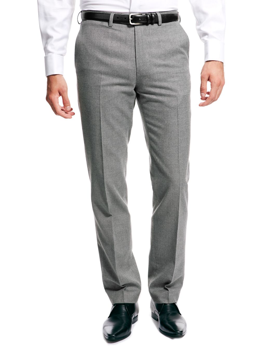 Flat Front Tailored Fit Textured Trousers 3 of 3