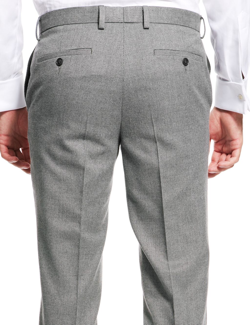 Flat Front Tailored Fit Textured Trousers 2 of 3