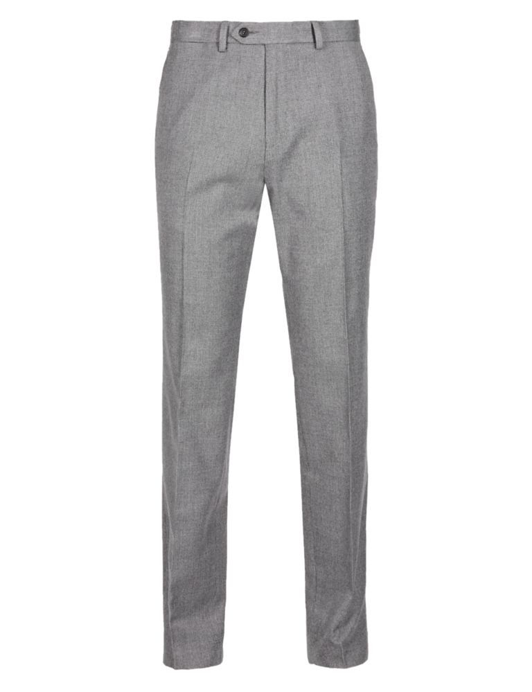 Flat Front Tailored Fit Textured Trousers 2 of 3