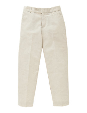 Flat Front Trousers with Linen (5-14 Years) Image 2 of 6